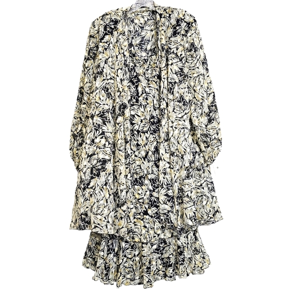 Nwt Saks Fifth Ave. Cattiva   Blk/Tan/Gold Floral Chiffon  Dress/Jacket  2pc Set - Picture 11 of 17